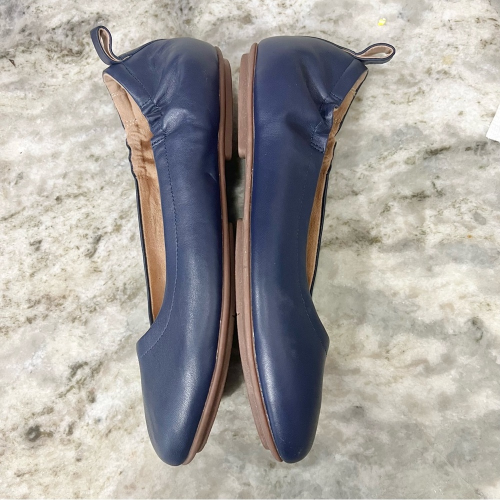 Fitflop Allegro Navy Blue Soft Leather Ballerina Round Toe Stretch Flats Size 9 - Picture 7 of 8